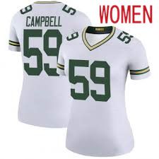 Women Green Bay Packers #59 De Vondre Campbell White Nike Game NFL Jersey